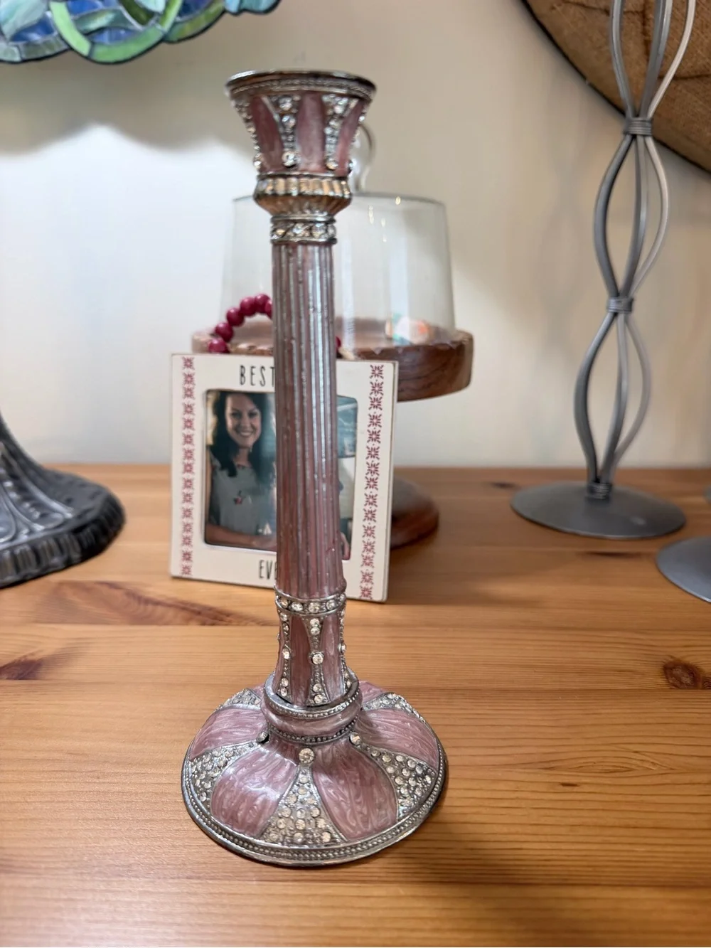 Elegant Pink Decorative Candlestick - Unbranded